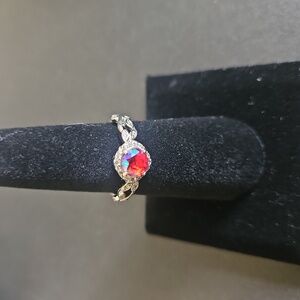 Fragrant Jewels Love/Lust Engraving Silver Tone Ring with Multicolor Sz 7